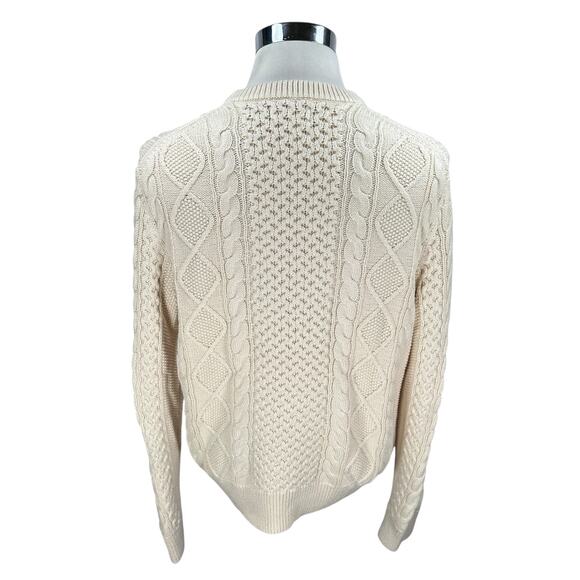 Polo Ralph Lauren Fisherman Sweater Men’s Medium Cream Ivory Chunky Cable Knit - Picture 5 of 10